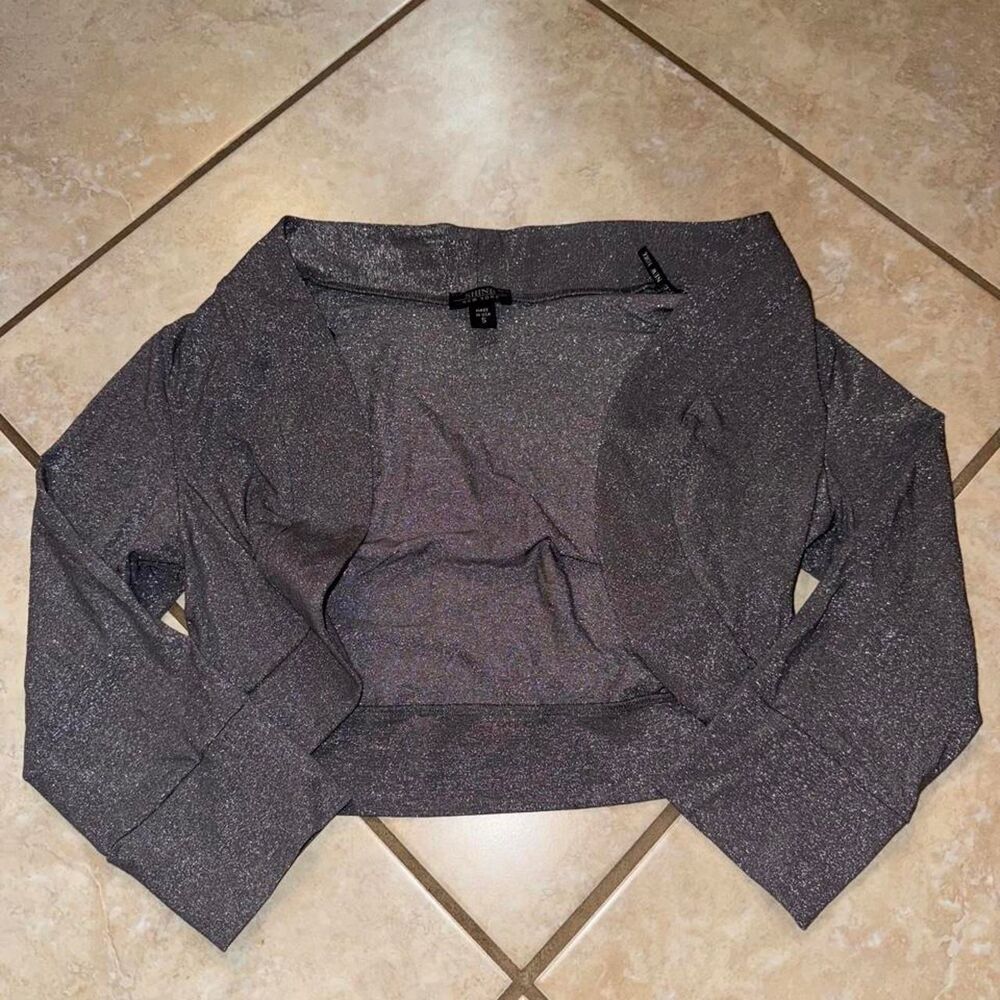 Women's Silver and Grey Crop-top
